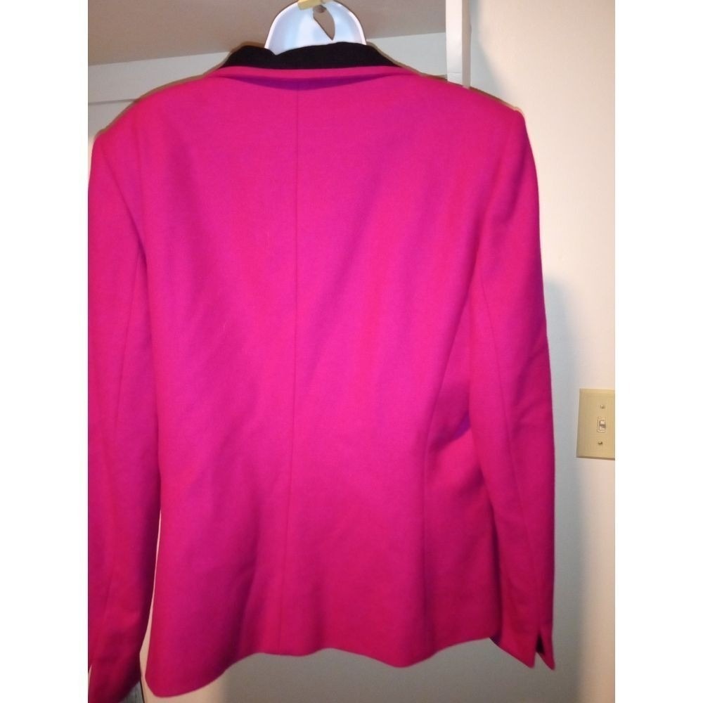 NWT Kasper Pink Wool Blazer Electric Retail $299 Black Trim Long Sleeve - Picture 9 of 9